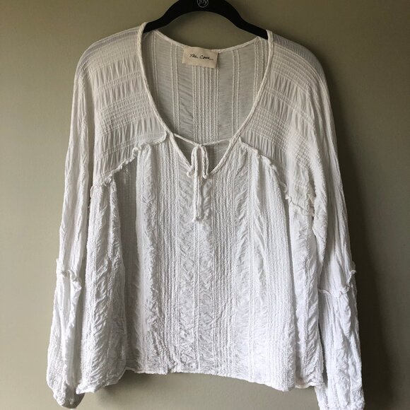 Lizard Thicket | The Cove | White Crepe Blouse with Tie - Picture 1 of 3